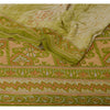 Sanskriti Vintage Green Saree Pure Crepe Silk Printed Sari 5 Yd Craft Sustainable Fabric