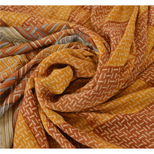 Load image into Gallery viewer, Sanskriti Vintage Saffron Sarees 100% Pure Crepe Silk Printed Sari Craft Fabric
