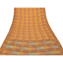 Load image into Gallery viewer, Sanskriti Vintage Saffron Sarees 100% Pure Crepe Silk Printed Sari Craft Fabric
