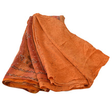 Load image into Gallery viewer, Sanskriti Vintage Orange Saree 100% Pure Crepe Silk Printed Sari Craft Fabric
