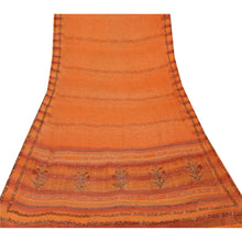 Load image into Gallery viewer, Sanskriti Vintage Orange Saree 100% Pure Crepe Silk Printed Sari Craft Fabric
