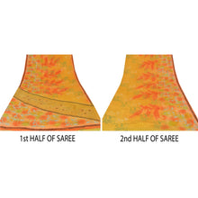 Load image into Gallery viewer, Sanskriti Vintage Yellow Saree 100% Pure Crepe Silk Printed Sari Craft Fabric

