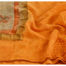 Load image into Gallery viewer, Sanskriti Vinatage  Orange Saree Pure Crepe Silk Floral Printed Sari Craft Fabric
