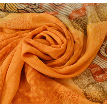 Load image into Gallery viewer, Sanskriti Vinatage  Orange Saree Pure Crepe Silk Floral Printed Sari Craft Fabric
