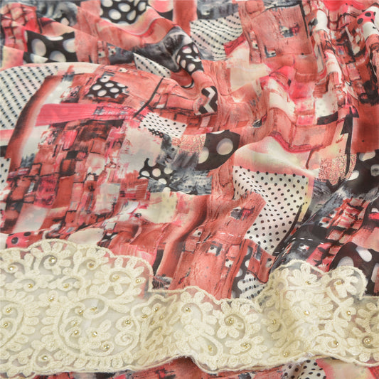 Sanskriti Vintage multi-color Sarees Poly Georgette Printed Sari Craft Sustainable Fabric