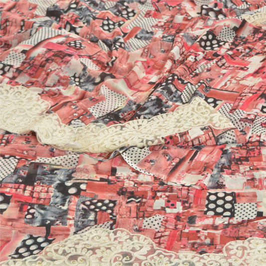 Sanskriti Vintage multi-color Sarees Poly Georgette Printed Sari Craft Sustainable Fabric