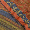 Sanskriti Vintage Orange Sarees Pure Georgette Silk Printed Sari Craft Sustainable Fabric