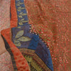 Sanskriti Vintage Orange Sarees Pure Georgette Silk Printed Sari Craft Sustainable Fabric