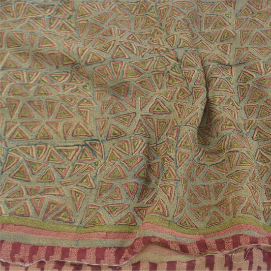 Sanskriti Vintage Sarees Blend Georgette Printed Sari Floral 5yd Craft Sustainable Fabric