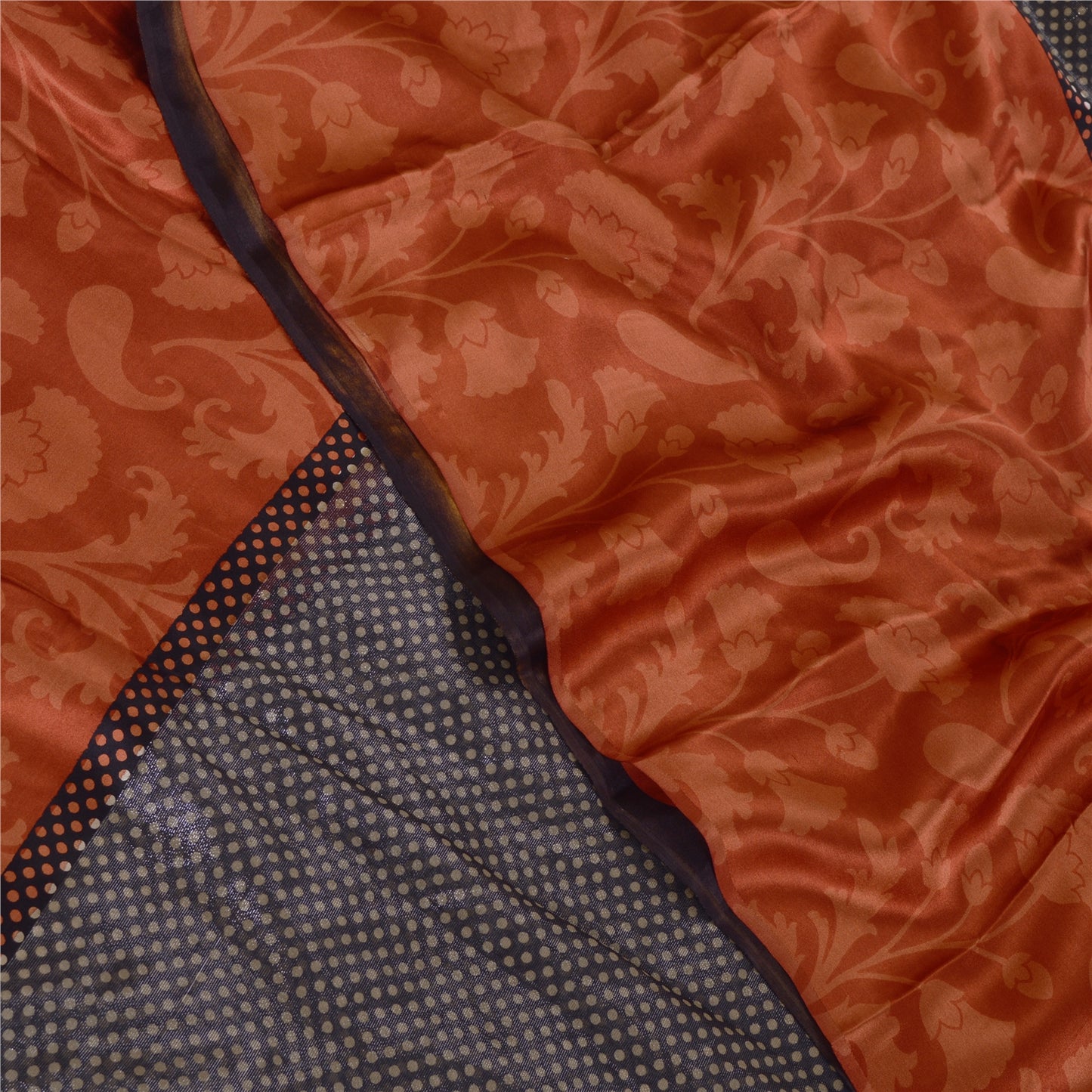 Sanskriti Vintage Black Sarees Pure Satin Silk Printed Blouse Pc Sari Sustainable Fabric