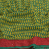 Sanskriti Vintage Green Sarees Pure Georgette Silk Print Hand Beads Sari Sustainable Fabric