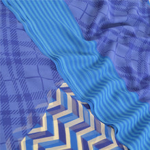 Load image into Gallery viewer, Sanskriti Vintage Blue Sarees Poly Georgette Printed Sari 5YD Soft Craft Fabric
