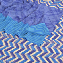 Load image into Gallery viewer, Sanskriti Vintage Blue Sarees Poly Georgette Printed Sari 5YD Soft Craft Fabric
