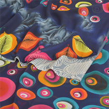 Load image into Gallery viewer, Sanskriti Vintage Blue Sarees Poly Georgette Digital Printed Sari Craft Fabric
