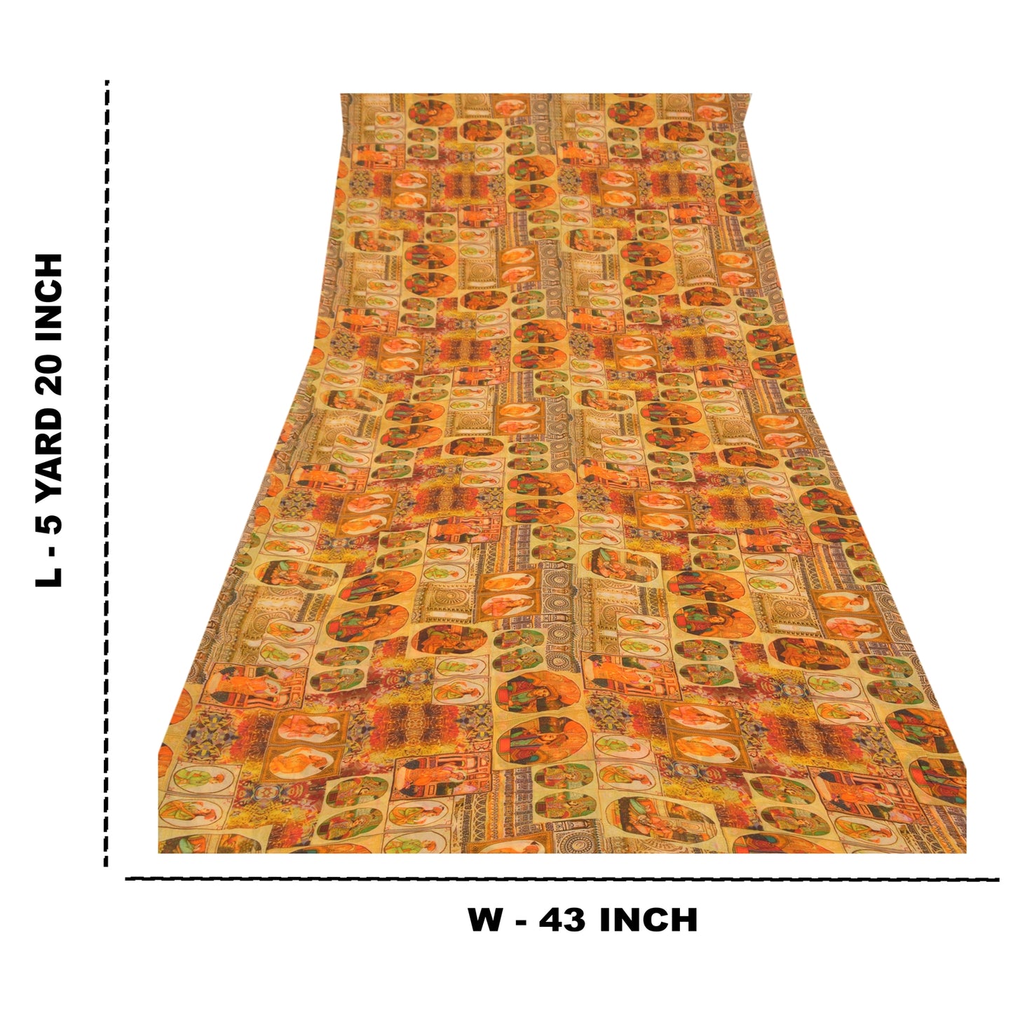 Sanskriti Vintage Orange Sarees Blend Georgette Digital Human Print Sari Sustainable Fabric