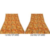 Sanskriti Vintage Orange Sarees Blend Georgette Digital Human Print Sari Sustainable Fabric