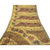 Sanskriti Vintage Mustard Sarees Blend Georgette Printed Sari 5yd Craft Sustainable Fabric