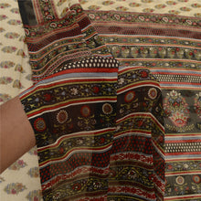 Load image into Gallery viewer, Sanskriti Vintage Ivory Sarees Poly Chiffon Printed Sari 5yd Soft Craft Fabric

