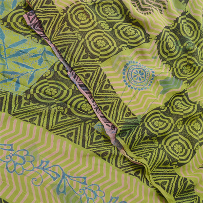 Sanskriti Vintage Purple Sarees Pure Georgette Silk Sari Printed Craft Sustainable Fabric