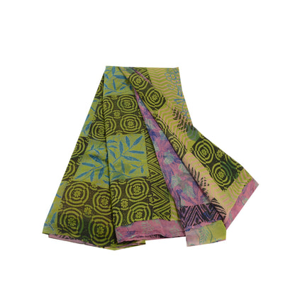 Sanskriti Vintage Purple Sarees Pure Georgette Silk Sari Printed Craft Sustainable Fabric