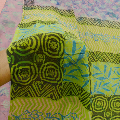 Sanskriti Vintage Purple Sarees Pure Georgette Silk Sari Printed Craft Sustainable Fabric