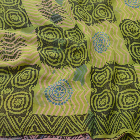 Sanskriti Vintage Purple Sarees Pure Georgette Silk Sari Printed Craft Sustainable Fabric