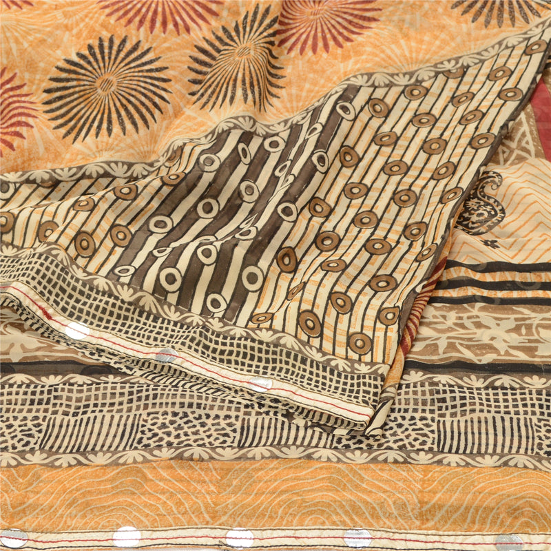 Sanskriti Vintage Indian Printed Sarees Pure Georgette Silk Sari Craft Sustainable Fabric