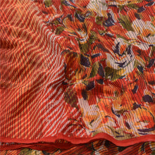 Load image into Gallery viewer, Sanskriti Vintage Red Printed Sarees Pure Chiffon Silk Sari 5yd Craft Fabric
