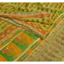 Load image into Gallery viewer, Sanskriti Vintage Pure Georgette Silk Zari Border Saree Green Printed Sari Craft Fabric
