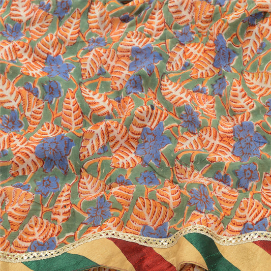 Sanskriti Vintage Multi Sarees Blend Georgette Printed Sari Floral Craft Sustainable Fabric