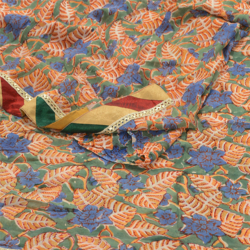 Sanskriti Vintage Multi Sarees Blend Georgette Printed Sari Floral Craft Fabric