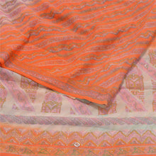 Load image into Gallery viewer, Sanskriti Vintage Orange Printed Hand Beads Sarees Pure Chiffon Silk Sari Fabric
