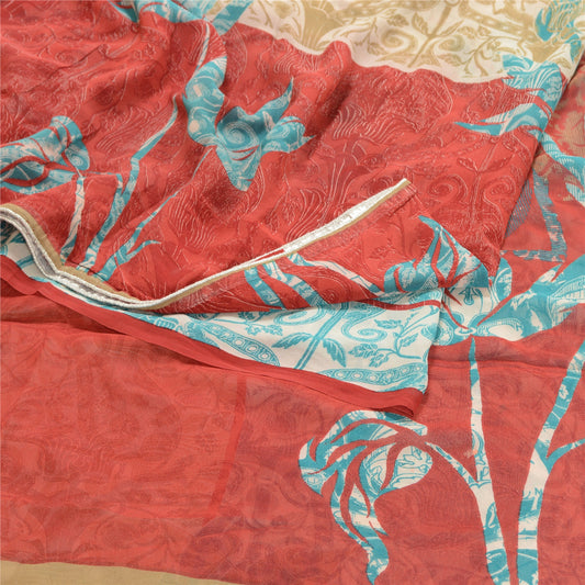 Sanskriti Vintage Multicolor Sarees Pure Georgette Silk Printed Sari Sustainable Fabric