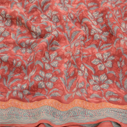 Sanskriti Vintage Dark Red Sarees Pure Georgette Silk Printed Sari Craft Sustainable Fabric