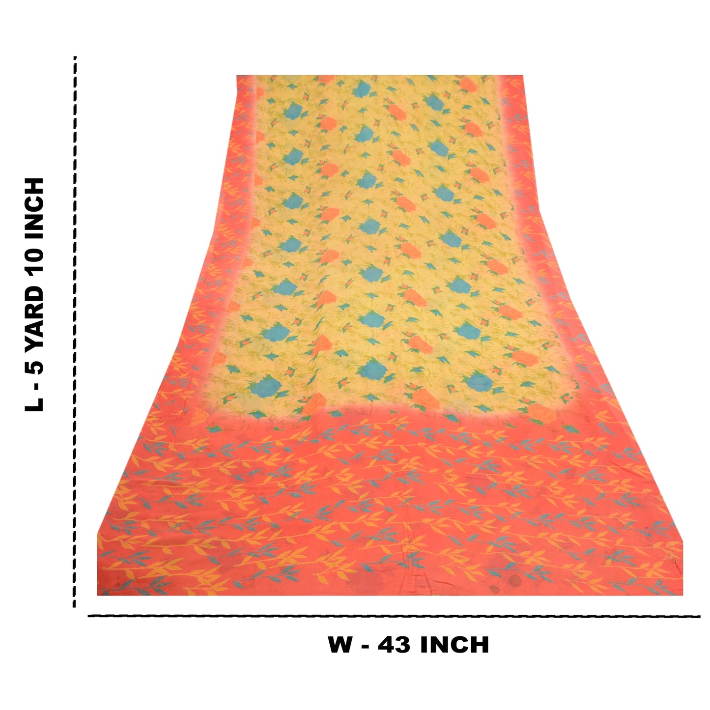 Sanskriti Vintage Lemon Sarees Pure Georgette Silk Printed Sari Craft Sustainable Fabric