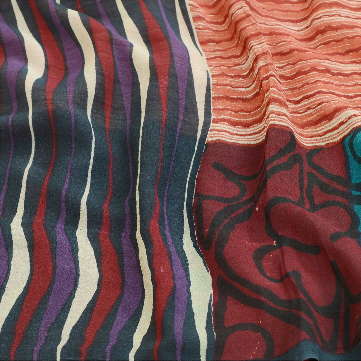 Sanskriti Vintage Indian Sarees Pure Georgette Silk Printed Sari Craft Sustainable Fabric