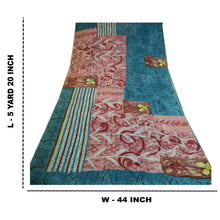 Load image into Gallery viewer, Sanskriti Vintage Blue Sarees Pure Georgette Silk Printed Sari 5yd Craft Fabric

