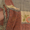 Sanskriti Vintage Pure Georgette Silk Sarees Red Printed Sari 5yd Craft Sustainable Fabric