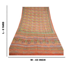 Load image into Gallery viewer, Sanskriti Vintage Pure Georgette Silk Sarees Peach Printed Sari 5yd Craft Fabric
