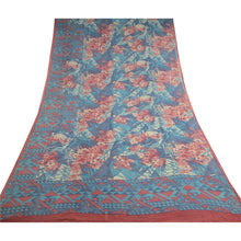 Load image into Gallery viewer, Sanskriti Vintage Pure Georgette Silk Sarees Blue Printed Sari 5yd Craft Fabric
