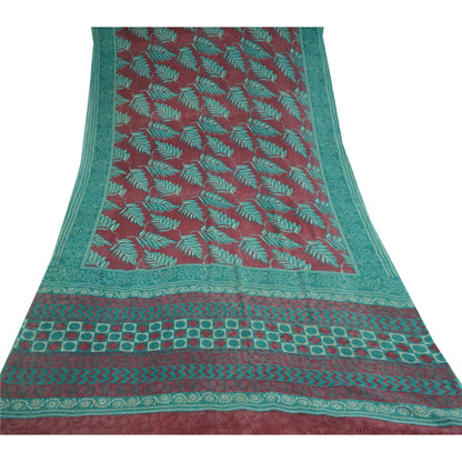 Sanskriti Vintage Grønne Ren Georgette Silke Sarier Trykt Sari 5yd Håndværk Bæredygtigt Stoff