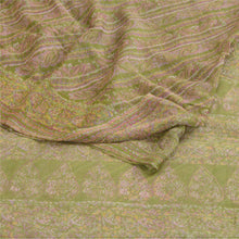 Load image into Gallery viewer, Sanskriti Vintage Green Sarees Pure Chiffon Silk Printed Sari 5yd Craft Fabric
