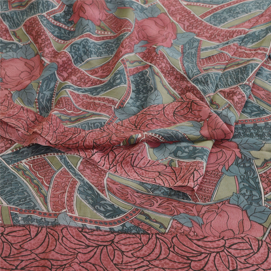 Sanskriti Vintage Rusty Purple Sarees Pure Georgette Silk Printed Sari Fabric