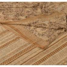 Load image into Gallery viewer, Sanskriti Vintage Georgette Saree Cream Printed Sari 5 YARD Craft Fabric
