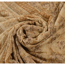 Load image into Gallery viewer, Sanskriti Vintage Georgette Saree Cream Printed Sari 5 YARD Craft Fabric
