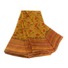 Sanskriti Vintage Mustard Sarees Georgette Printed Sari Soft Floral Craft Sustainable Fabric