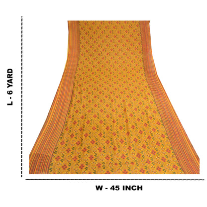 Sanskriti Vintage Mustard Sarees Georgette Printed Sari Soft Floral Craft Sustainable Fabric