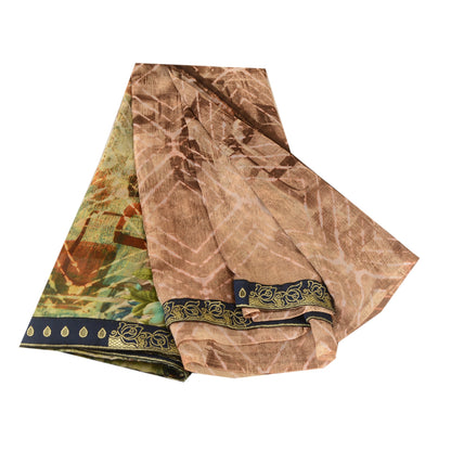 Sanskriti Vintage Multi Georgette Sarees Printed Sari 5yd Floral Craft Sustainable Fabric