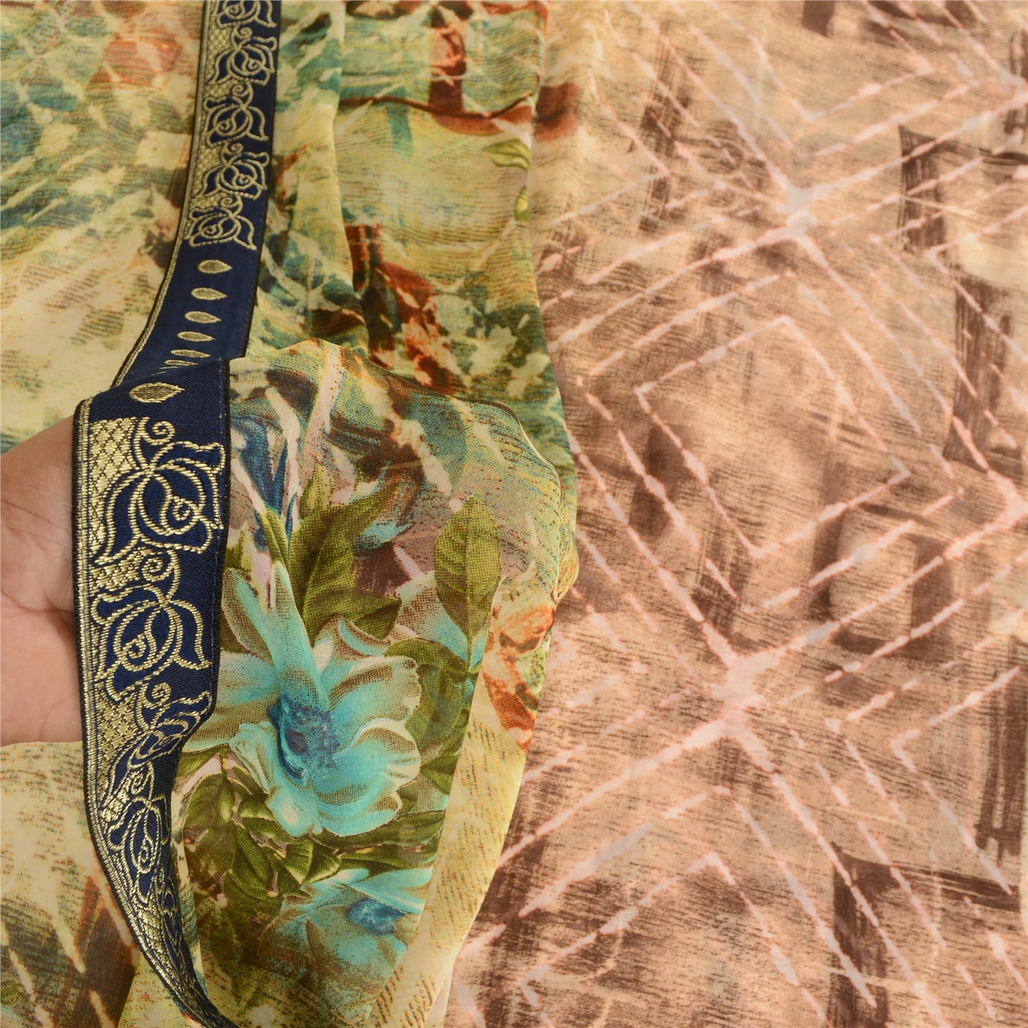 Sanskriti Vintage Multi Georgette Sarees Printed Sari 5yd Floral Craft Sustainable Fabric