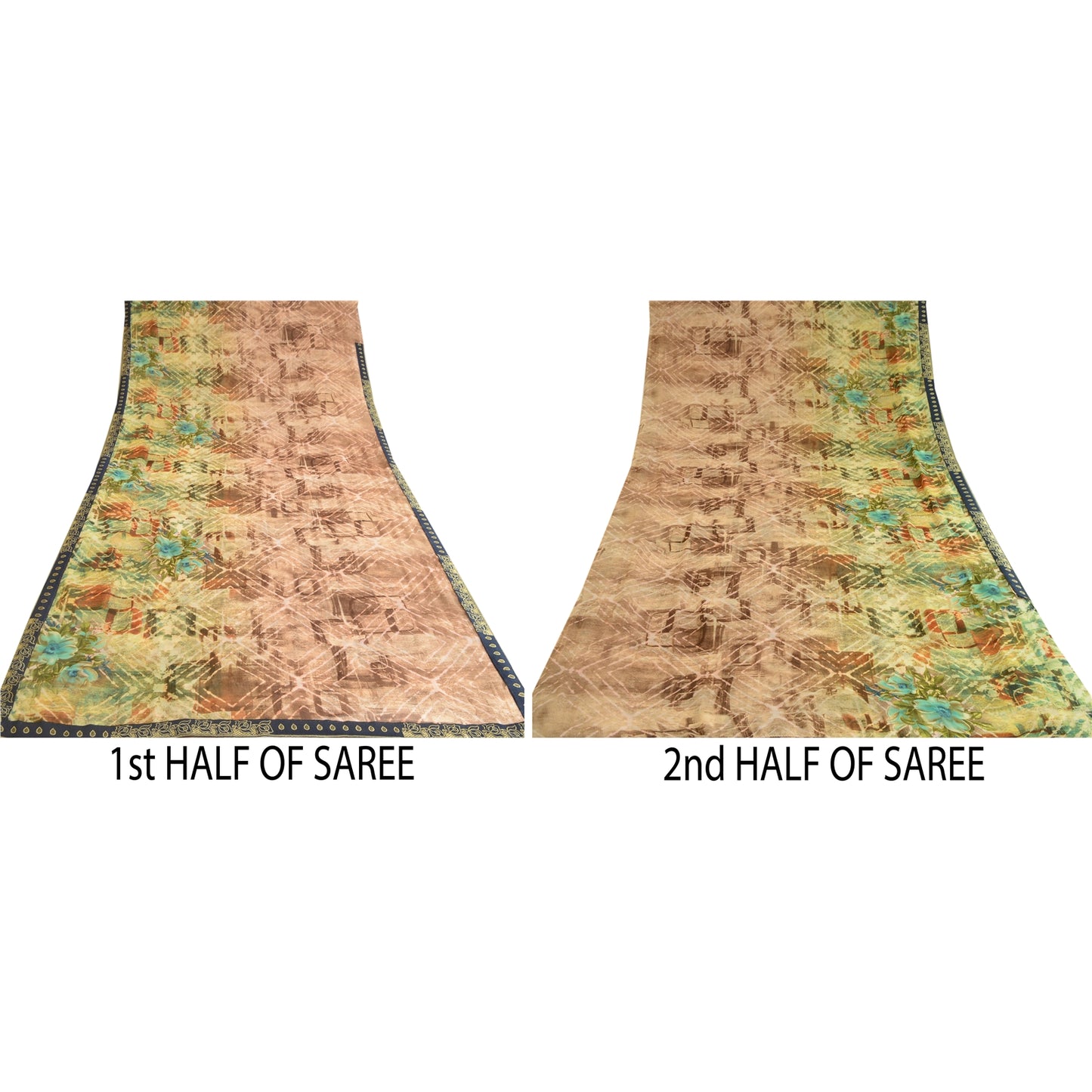 Sanskriti Vintage Multi Georgette Sarees Printed Sari 5yd Floral Craft Sustainable Fabric